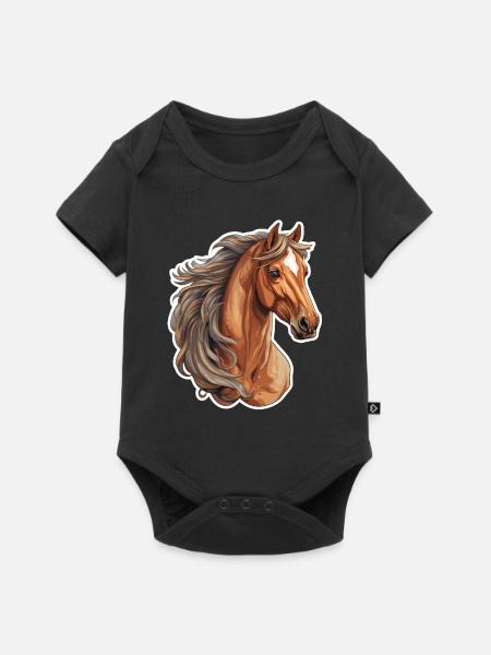 Pferdekopf - Baby Premium Kurzarmbody - Schwarz