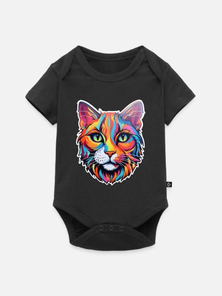 Katze psychedelisch - Baby Premium Kurzarmbody - Schwarz