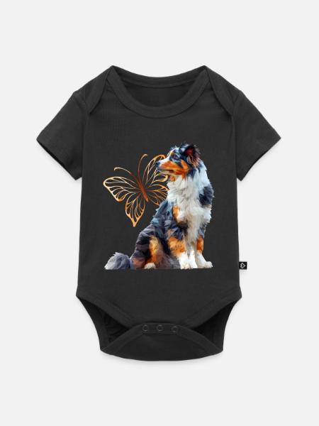 Englisches Schäferhund - Baby Premium Kurzarmbody - Schwarz