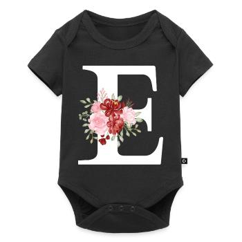 Lettre e floral rouge - Body à manches courtes Premium Bébé - noir - Devant
