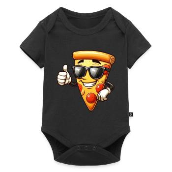 Pizza drôle avec motif de lunettes de soleil - Body à manches courtes Premium Bébé - noir - Devant