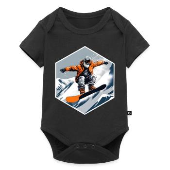 Snowboarder Alter Mann mit Bart - Baby Premium Kurzarmbody - Schwarz - Vorne