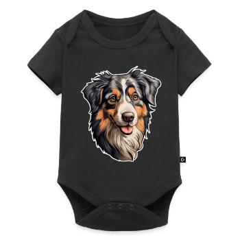 Tête de berger australien - Body à manches courtes Premium Bébé - noir - Devant