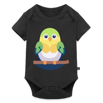 Budgie colorful on branch - Baby Premium short-sleeve bodysuit - black - Front