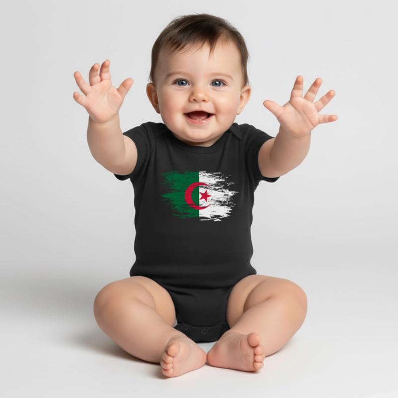 Drapeau de l’Algérie utilisé Body à manches courtes Premium Bébé