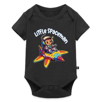 Astronaute petit astronaute dans un vaisseau spatial coloré - Body à manches courtes Premium Bébé - noir - Devant