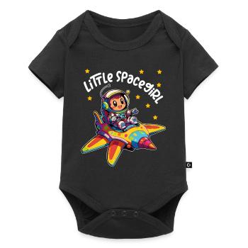 Petite astronaute de l’espace dans un vaisseau spatial coloré - Body à manches courtes Premium Bébé - noir - Devant