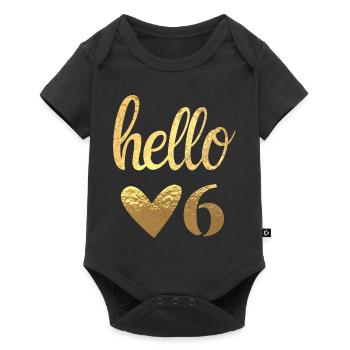 Hello 6 Gold - Baby Premium short-sleeve bodysuit - black - Front