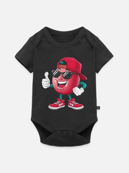Litschi - Baby Premium Kurzarmbody - Schwarz