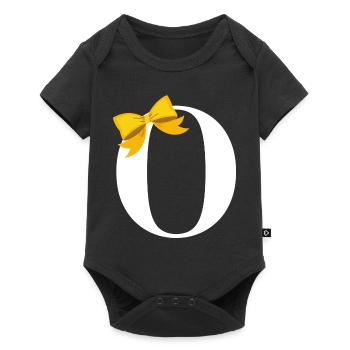 Letter o yellow bow - Baby Premium short-sleeve bodysuit - black - Front