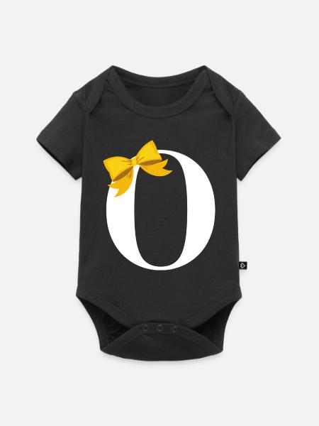 Buchstabe o gelbe Schleife - Baby Premium Kurzarmbody - Schwarz