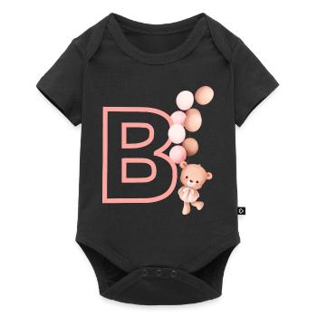 Lettre b rose ours - Body à manches courtes Premium Bébé - noir - Devant