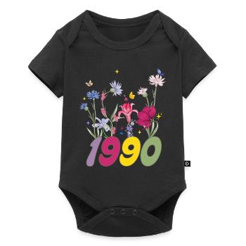 Year of birth 1990 wildflowers - Baby Premium short-sleeve bodysuit - black - Front