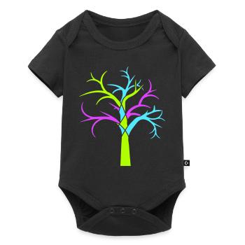 Bunter Baum Winter Herbst Wald Bäumchen Silhouette - Baby Premium Kurzarmbody - Schwarz - Vorne