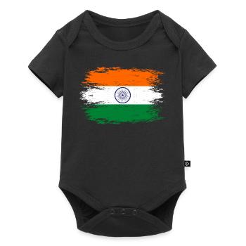 Drapeau de l’Inde aspect utilisé - Body à manches courtes Premium Bébé - noir - Devant