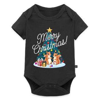 Squirrel Christmas Tree Christmas Tree - Baby Premium short-sleeve bodysuit - black - Front
