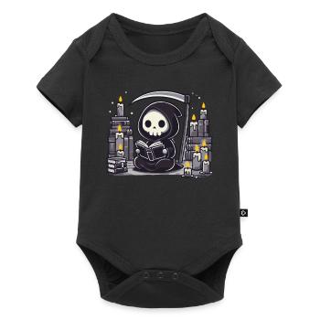 Grim Reaper Bookworm with Scythe - Baby Premium short-sleeve bodysuit - black - Front