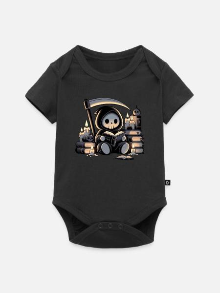 Mignon Grim Reaper Amateur de livres - Body à manches courtes Premium Bébé - noir