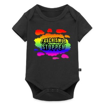 AfD stoppen gegen rechts Demokratie Vielfalt links - Baby Premium Kurzarmbody - Schwarz - Vorne
