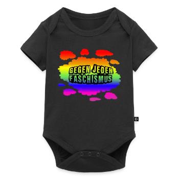 AfD stoppen gegen rechts Demokratie Vielfalt links - Baby Premium Kurzarmbody - Schwarz - Vorne