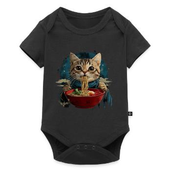 Manga Anime Ramen Nouilles Chat Japon Kawaii Rétro - Body à manches courtes Premium Bébé - noir - Devant