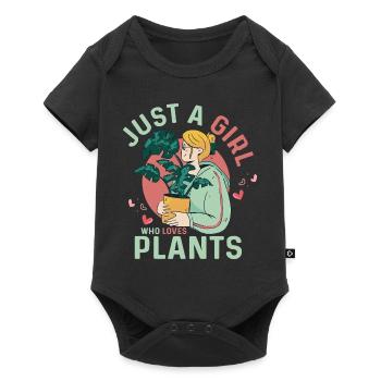Just A Girl Who Loves Plants Botanical Gardening - Baby Premium Kurzarmbody - Schwarz - Vorne