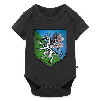 Wappen weißer Drache - Baby Premium Kurzarmbody - Schwarz - Vorne