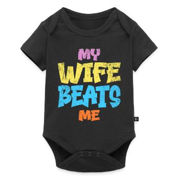 My Wife Beats Me at Every Game Funny Joke Husband - Baby Premium short-sleeve bodysuit - black - Front