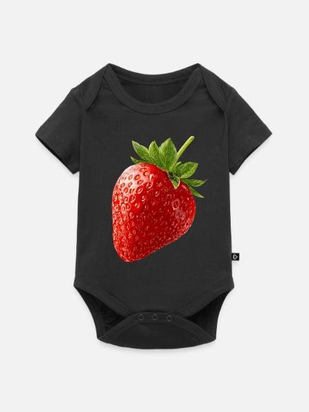 Erdbeere - Baby Premium Kurzarmbody - Schwarz