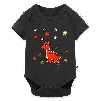 Fleurs Dino Étoiles - Body à manches courtes Premium Bébé - noir - Devant