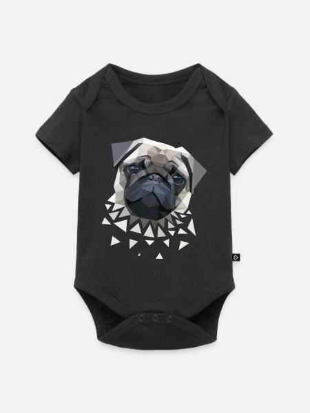 Mops - Baby Premium Kurzarmbody - Schwarz