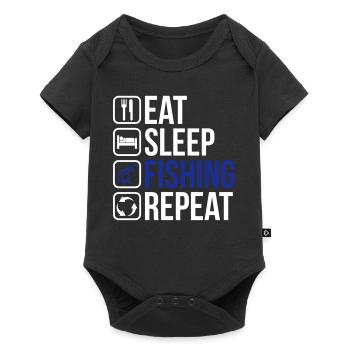 Mangez la répétition de pêche de sommeil - Body à manches courtes Premium Bébé - noir - Devant