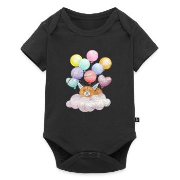 Träumender Fuchs auf Wolke mit Ballons - Baby Premium Kurzarmbody - Schwarz - Vorne