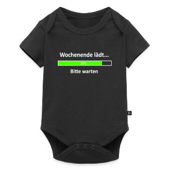 Wochenende lädt, Spruch, Ladebalken weiß - Baby Premium Kurzarmbody - Schwarz - Vorne