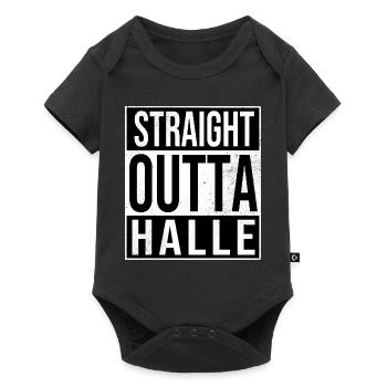 Straight Outta Halle an der Saale - Baby Premium Kurzarmbody - Schwarz - Vorne