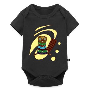 beaver - Baby Premium short-sleeve bodysuit - black - Front