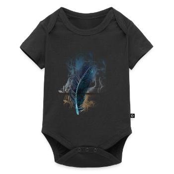 Feder - Baby Premium Kurzarmbody - Schwarz - Vorne