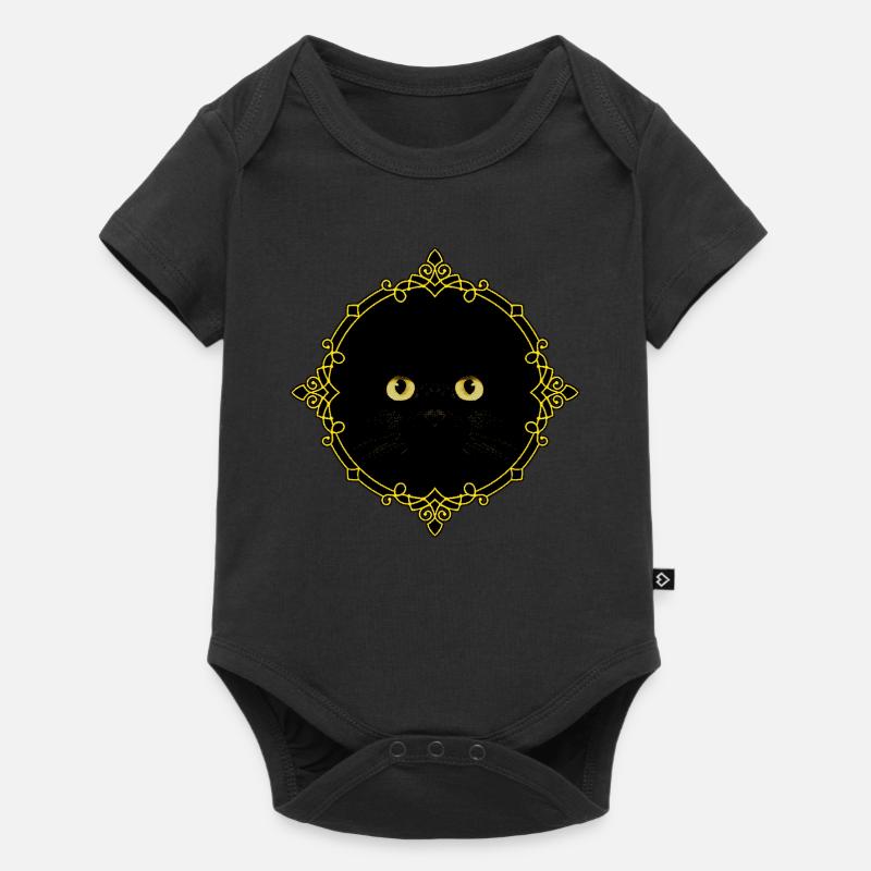 Schwarze Katze Abzeichen - Pixel Art - Baby Premium Kurzarmbody - Schwarz