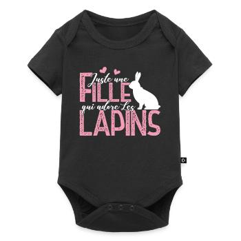 Juste une Fille qui adore les Lapins Cadeau Lapin - Body à manches courtes Premium Bébé - noir - Devant