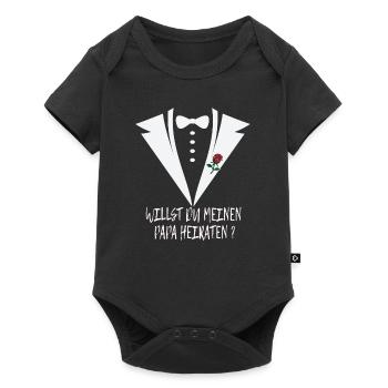 Heiraten , Willst du meinen Papa Heiraten - Baby Premium Kurzarmbody - Schwarz - Vorne