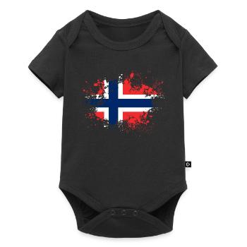 Norwegen Norway Flagge Flecken Geschenkidee - Baby Premium Kurzarmbody - Schwarz - Vorne