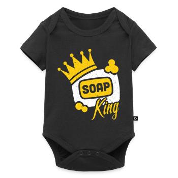 Seife König - Verseifung Seife Maker Geschenk - Baby Premium Kurzarmbody - Schwarz - Vorne