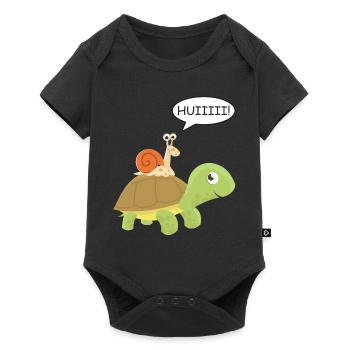 Huiiiii - Snail rides on turtle - Baby Premium short-sleeve bodysuit - black - Front