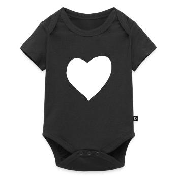 Weißes Herz Geschenkidee - Baby Premium Kurzarmbody - Schwarz - Vorne