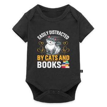 Les chats et les livres me détournent de la phrase amusante - Body à manches courtes Premium Bébé - noir - Devant