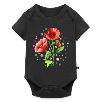 Blumen - Baby Premium Kurzarmbody - Schwarz - Vorne