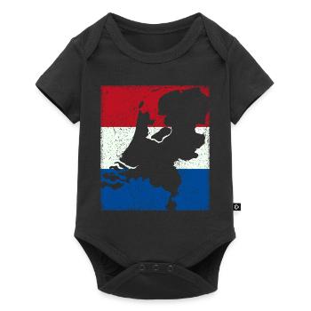 Pays-Bas drapeau avec carte / contour - Body à manches courtes Premium Bébé - noir - Devant