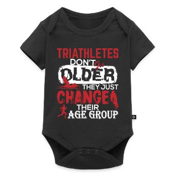 Triahtlon Geburtstagsgeschenk für Triathleten - Baby Premium Kurzarmbody - Schwarz - Vorne