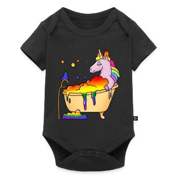 Unicorn Bathing in Bathtub LBGT - Baby Premium short-sleeve bodysuit - black - Front