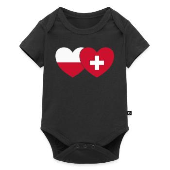 Pologne Suisse Drapeau Cœur - Body à manches courtes Premium Bébé - noir - Devant